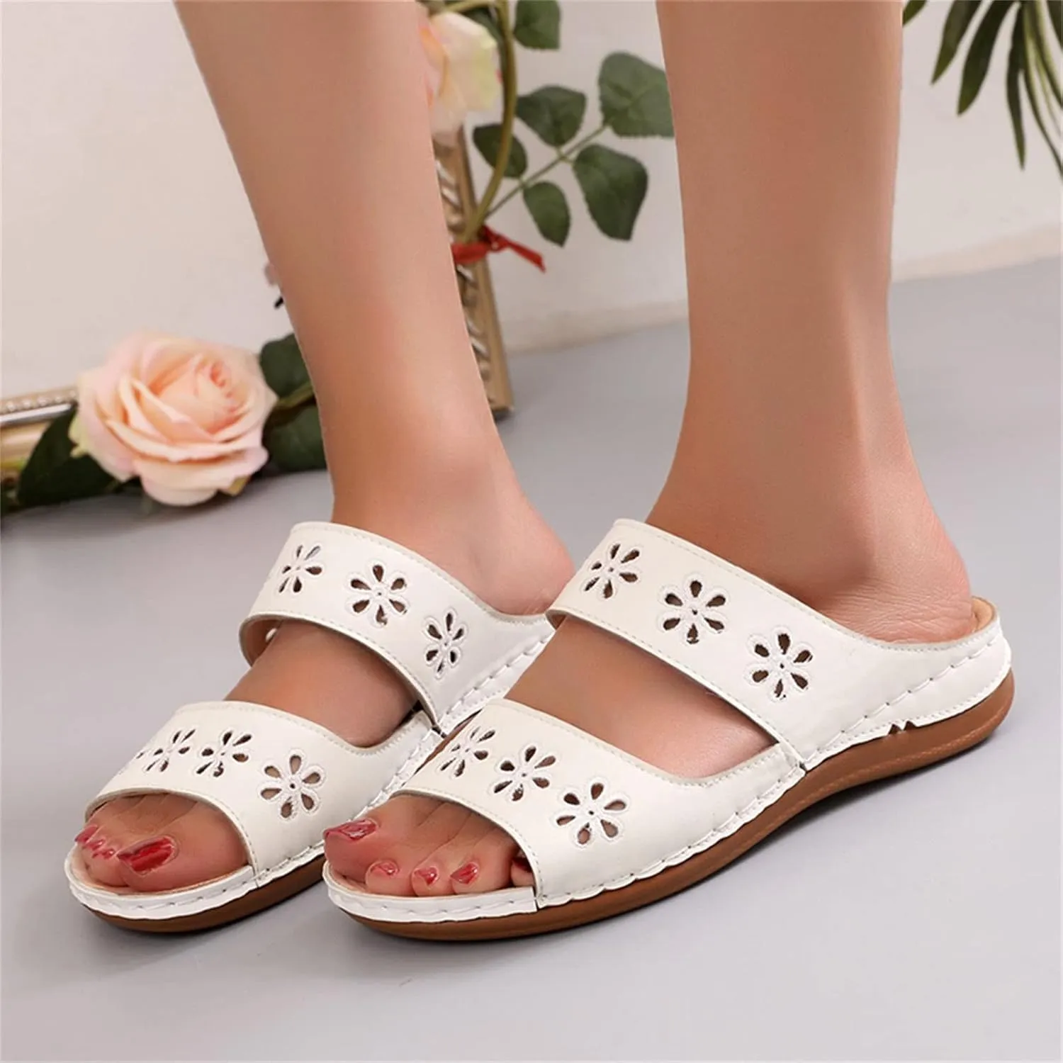 Womens Orthopedic Sandals Dress Orthopedic Womens Slides with Arch Support Plantar Fasciitis Slippers Women Indoor Orthotic Flip Flops for Women with Straps Womens Orthopedic Shoes with Arch Support