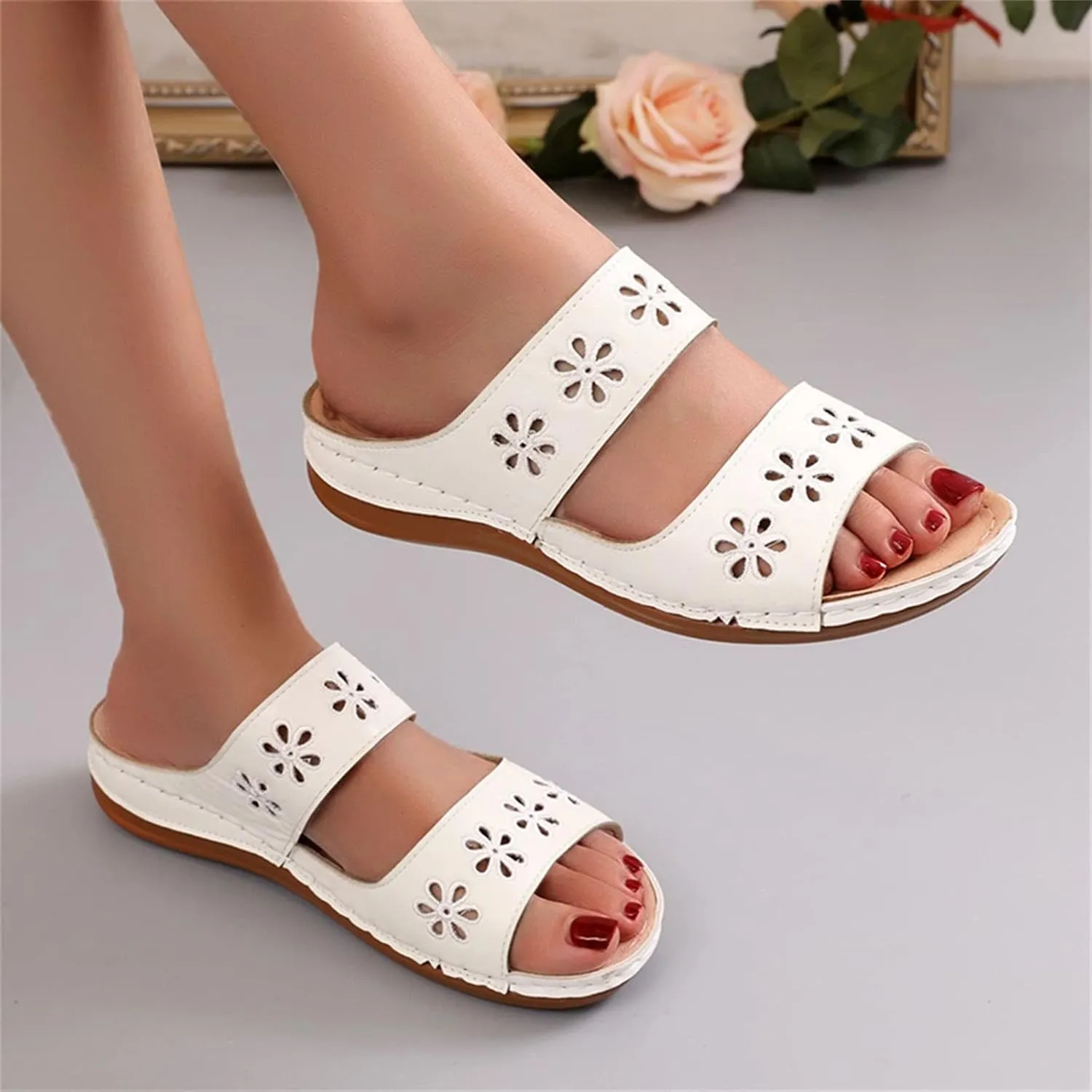 Womens Orthopedic Sandals Dress Orthopedic Womens Slides with Arch Support Plantar Fasciitis Slippers Women Indoor Orthotic Flip Flops for Women with Straps Womens Orthopedic Shoes with Arch Support
