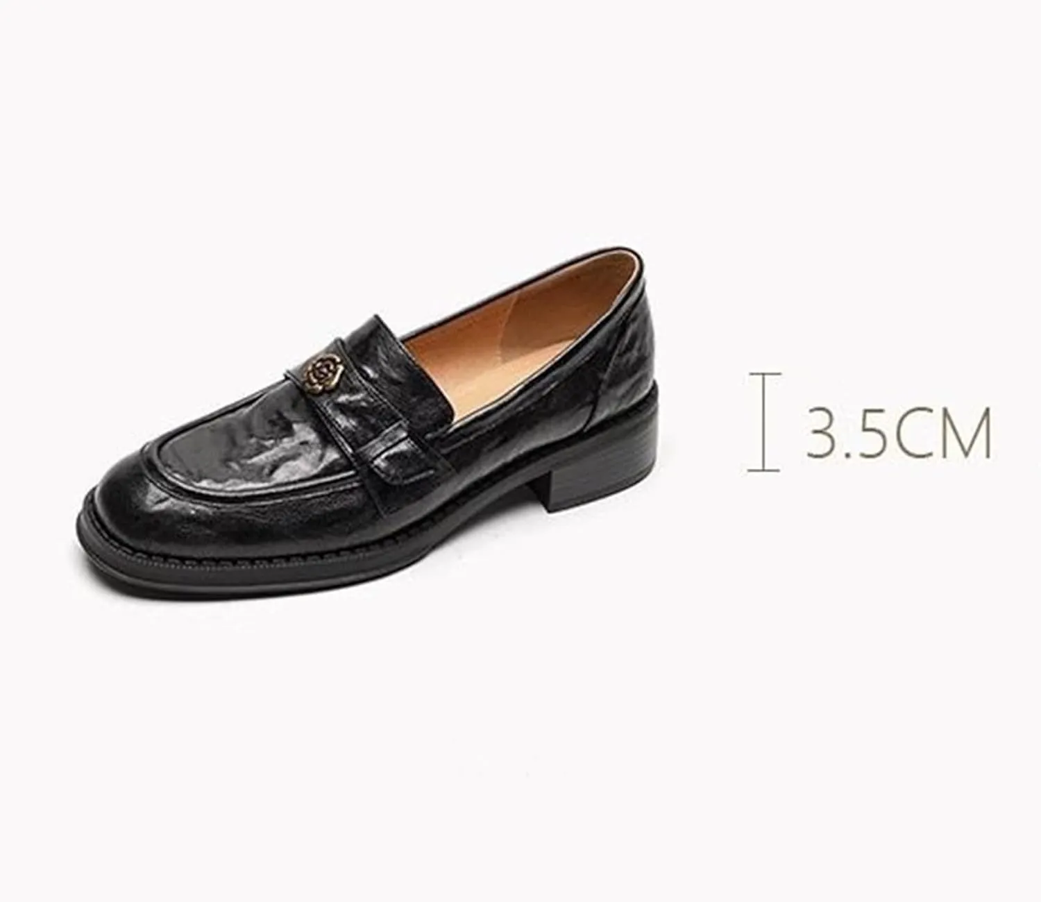 Women's Platform Soft Leather Slip-on Loafers - Ideal for Business, Casual, Office - Autumn Leather - Single Shoes,Brown-40