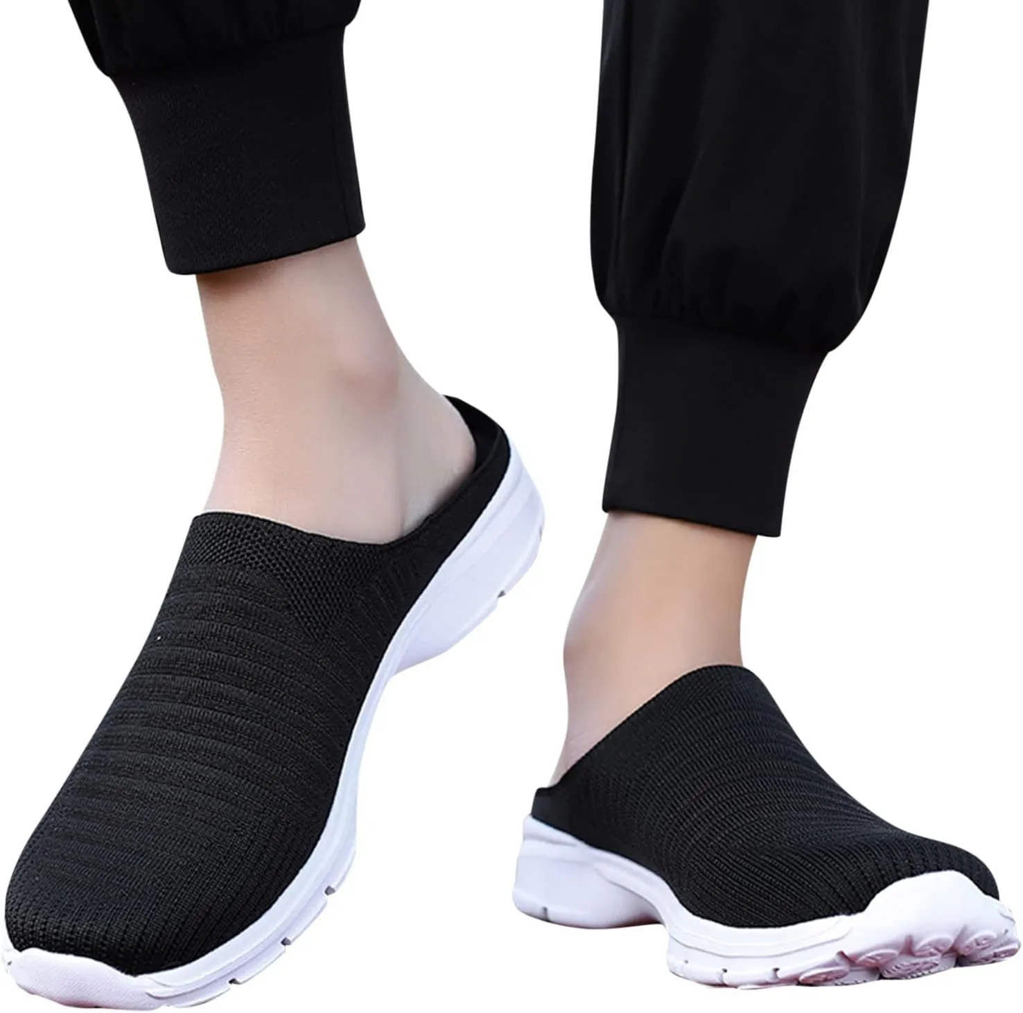 Women's Slip-on Mule Sneakers Lightweight Womens Running Shoes Lightweight Casual Shoes for Fall Black Platform Sneaker Platform Tennis Shoe Loafers Casual Slip On