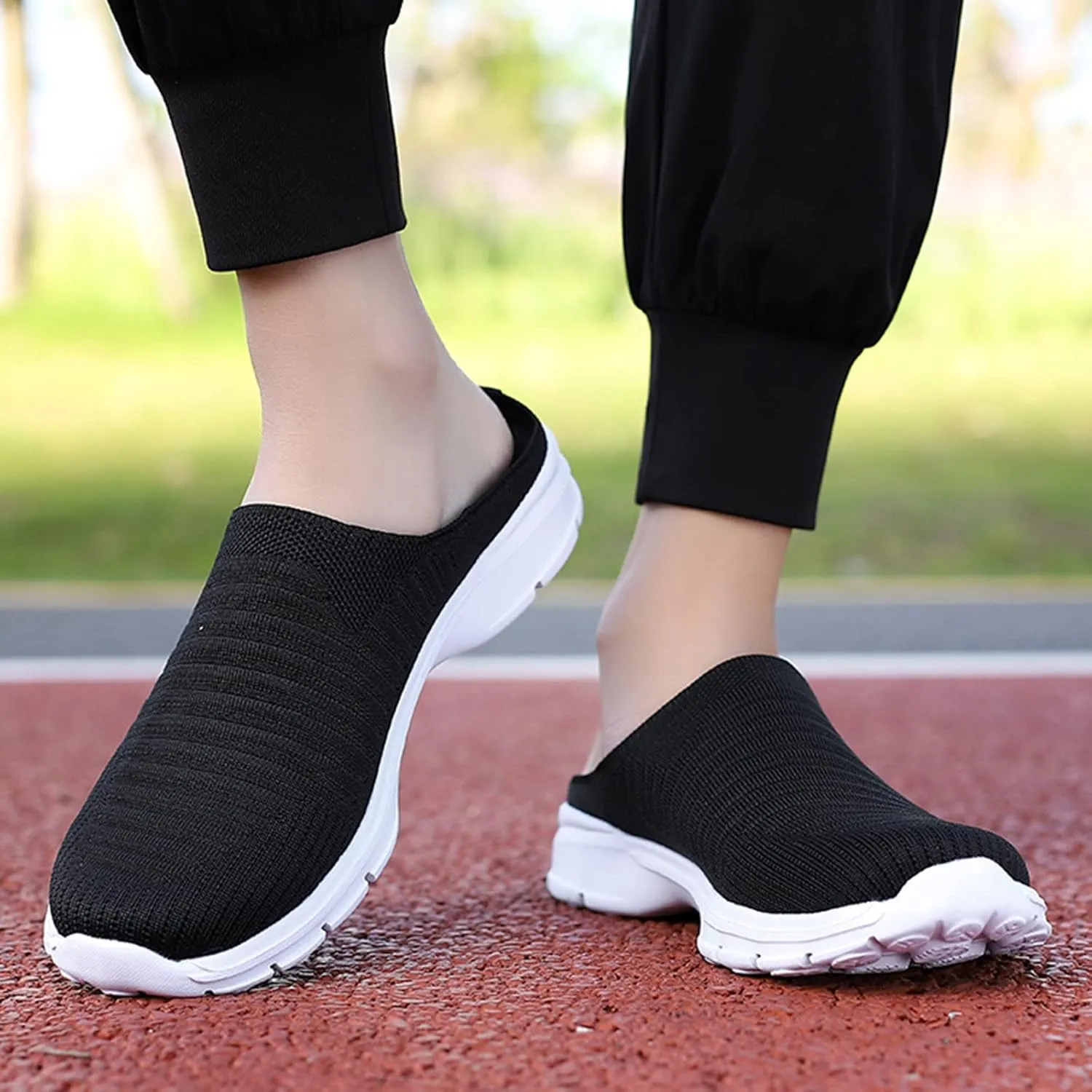 Women's Slip-on Mule Sneakers Lightweight Womens Running Shoes Lightweight Casual Shoes for Fall Black Platform Sneaker Platform Tennis Shoe Loafers Casual Slip On