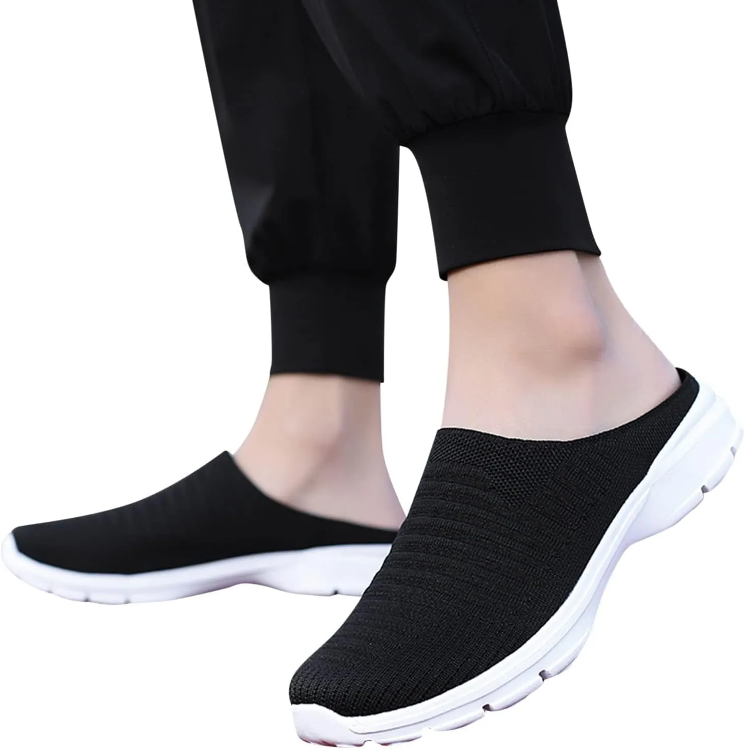 Women's Slip-on Mule Sneakers Lightweight Womens Running Shoes Lightweight Casual Shoes for Fall Black Platform Sneaker Platform Tennis Shoe Loafers Casual Slip On