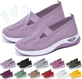 Yilia Orthopedic Shoes for Women, Wide Width Breathable Women Walking Comfortable Slip on Sneakers, Non Slip Food Service Lightweight Sneaker, Comfort Nurse Shoes Arch Support Sneakers